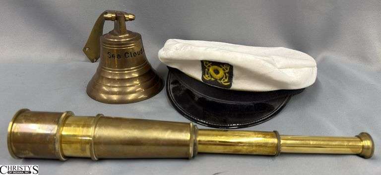 Brass Bell, Looking Glass and Captains Cap image