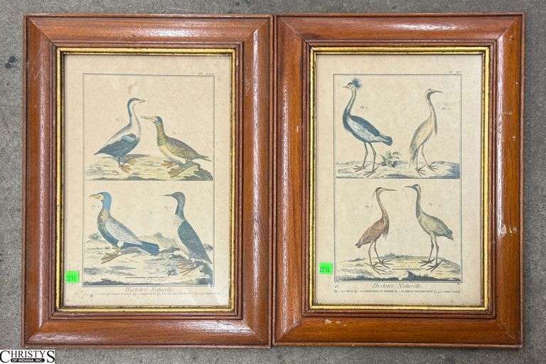 2 Framed Avian Bookplate Etchings - 15" x 20" of each frame, some scuffing to frame image
