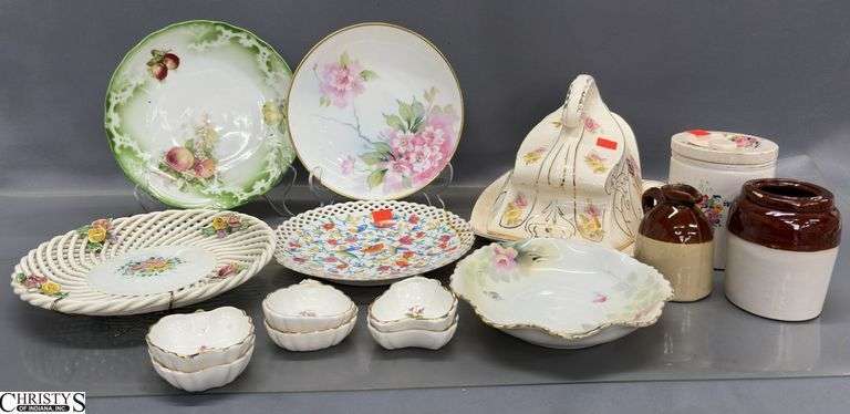 Floral Motif China - Cheese Dish, Plates, Misc - 8" x 10" x 7" of cheese dish image