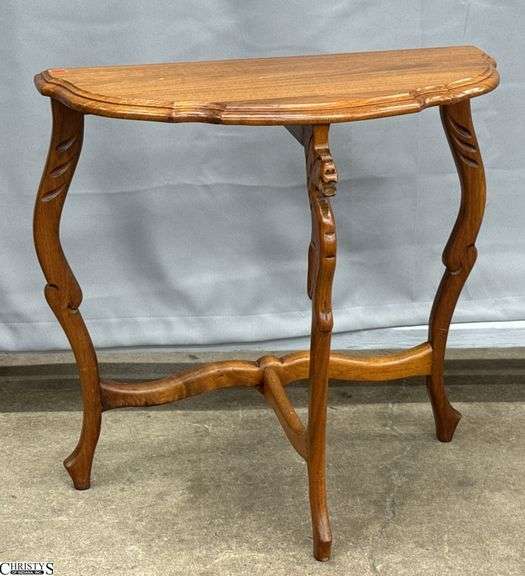 Demilune Accent Table With Carved Accent 24x13x24" image