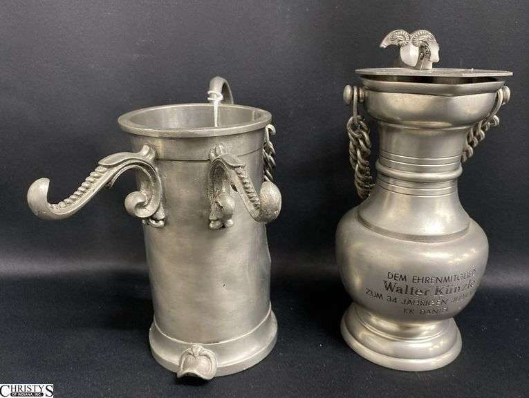 2 Pewter Hanging Flagon and Candle Holder Made From Tankard 9" image