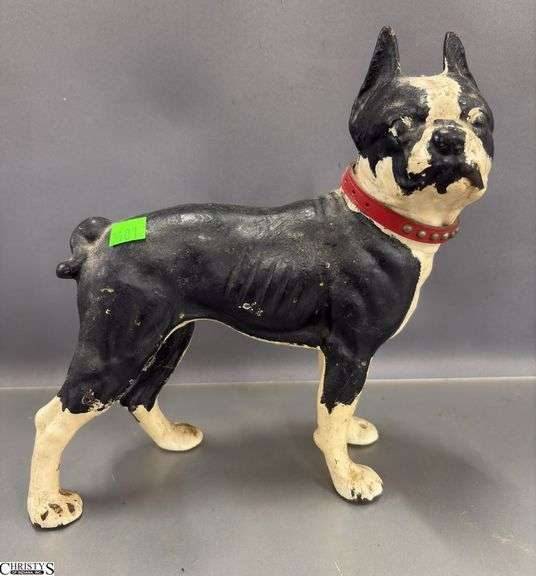 Vintage Boston Terrier Cast Iron Door Stop 10.5x10.5" image