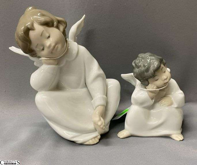 2pcs Lladro Sitting Angels Tallest 6" image