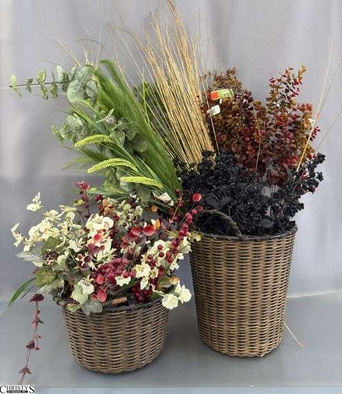 Basket With Artificial Flower Sprigs image
