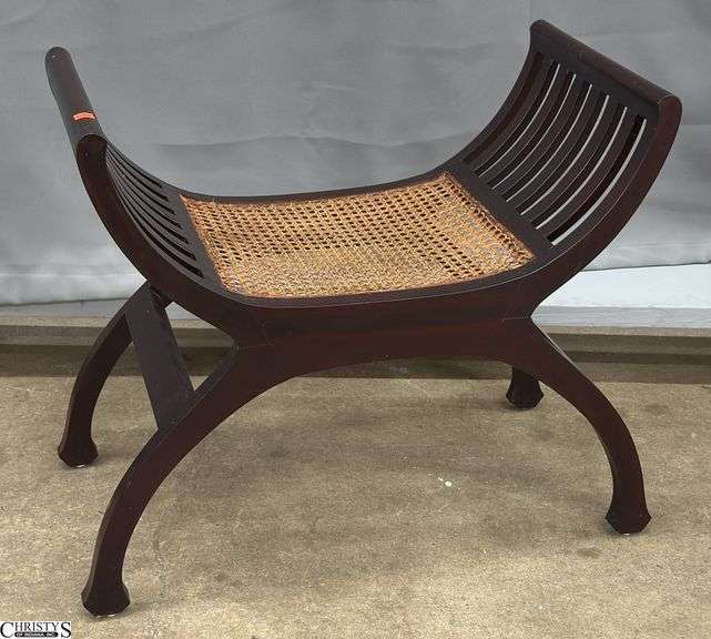 Cane Seat Curule Style Bench 26x14x33' image