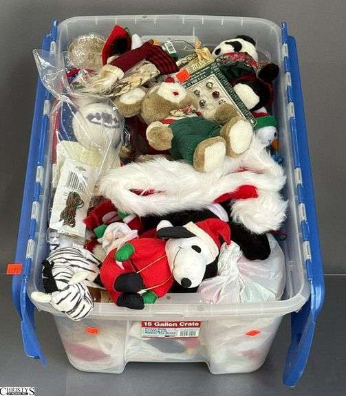 Flip Top Tote With Plush Animals and Holiday Decor, Mostly Christmas image