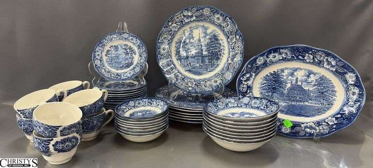 Liberty Blue Dishes, Made in England 47pcs Could Have Chips, Dinner Plate 10" image