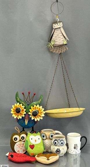 Owl Mugs, Scrubbers, Bird Feeder, Garden Decor image