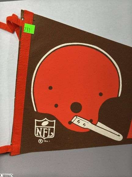 Cleveland Browns NFL Pennant Date Believed to be 1967 But It Is Wearing Off.  There are some small holes in the felt.  See Photo