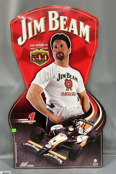 Metal Signed Jim Beam Indy 500 Sign 17.5x30 image