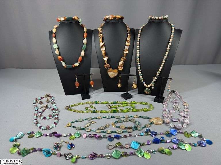 8 Matching 3-Piece Jewelry Sets.  Each Set Includes Necklace, Bracelet and Earrings image