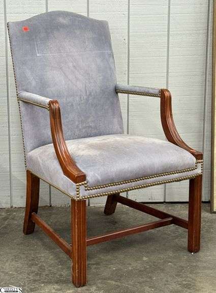 Thomasville Upholstered Arm Chair - 24" x 40" - 18" seat - Shows wear and discoloration image