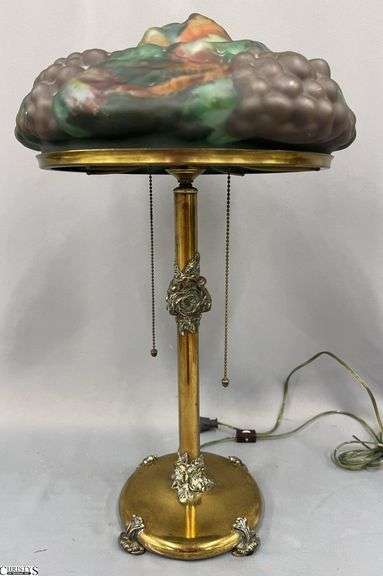 Pairpoint Puffy "Grape" Table Lamp 23” Tall Both Base and Shade Have Same Serial Number See Photos image