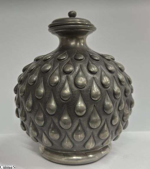 Peltro Puro Marked Drip Peacock Style Urn, 9" Tall image