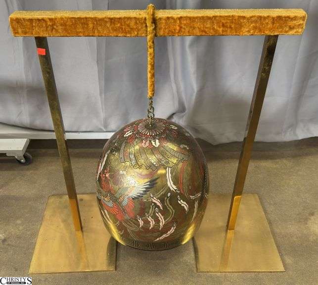 Brass Gong On Stand 34" Wide 32" Tall, Gong is 15" Wide 15" Tall image