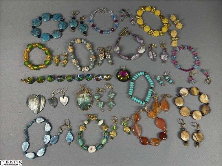 12 Matching Bracelet and Earrings Sets and 3 Matching Pendant and Earring Sets image