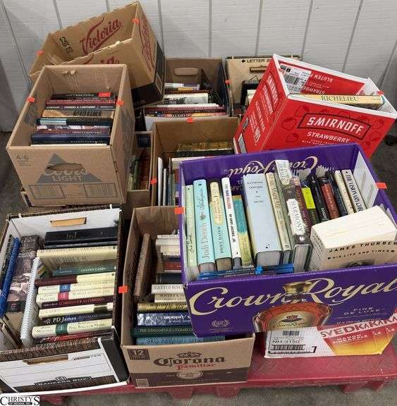 Skid of 13 Boxes Assorted Genre Books - SKID NOT INCLUDED image