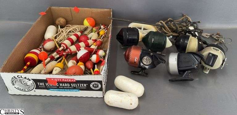 Fishing Bobbers, Zebco and Other Reels, Fishing Pole Stand image