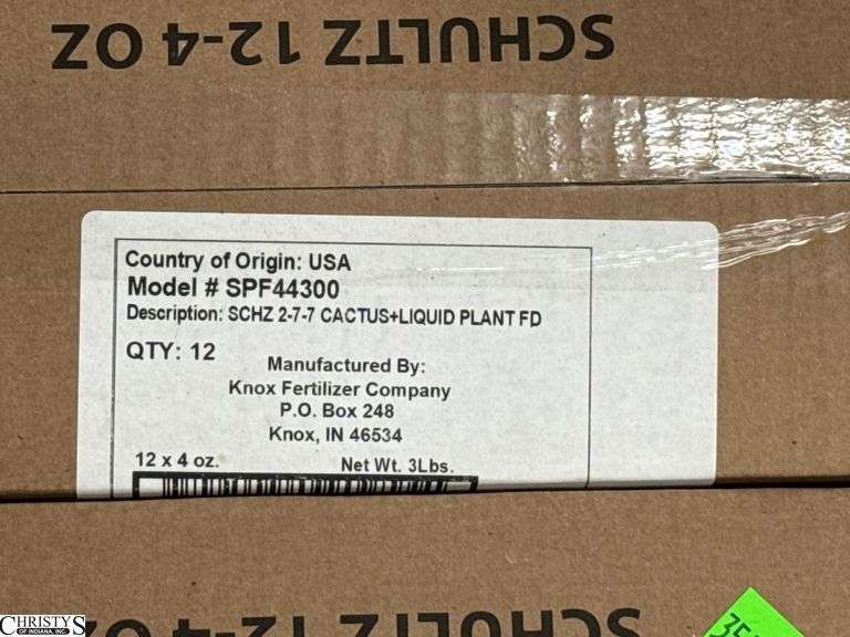 26 Cases of Schultz Cactus Liquid Plant Food, 12 small Boxes in Each Case, Wooden Skid Can Go