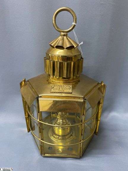 Cargo Light Great Britain, Brass Hanging Nautical Oil Lamp, 8.5"x14" image