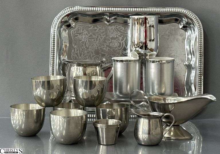 Stieff and Other Pewter Serving Pieces Tray is 16x12 image