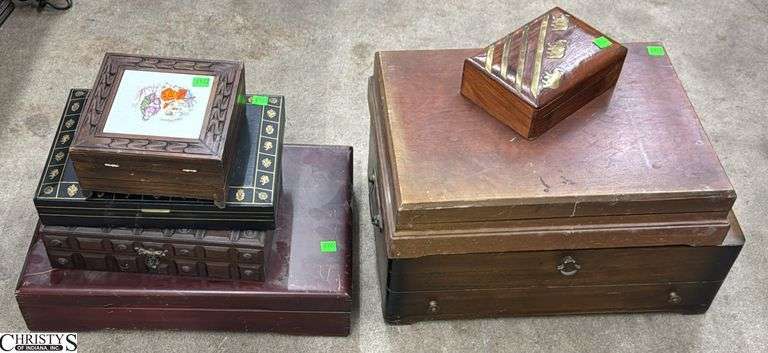7 Wooden Flatware Cases, Small Boxes - 18" x 12" of largest image