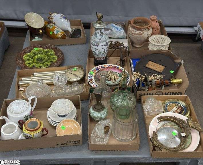 Skid of Glassware, Lamp, Terracotta Pieces, Plates - May Have Damage Throughout - SKID NOT INCLUDED image