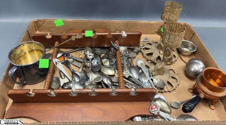Tourist Spoons, Silver Plated, Cup, Ash Tray, Cherub Candle Holders image
