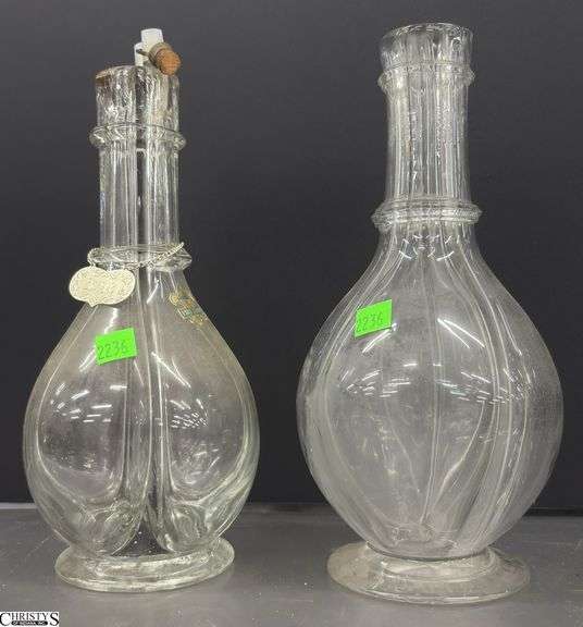 2 Divided Crystal Liquor Decanters - 11" of each image