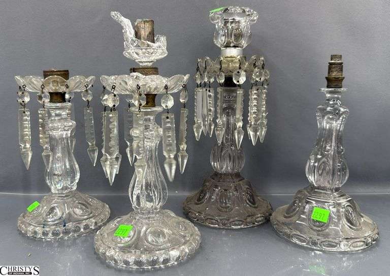 4 Glass Crystal Prism Accent Sconce Bases - 13" of tallest image