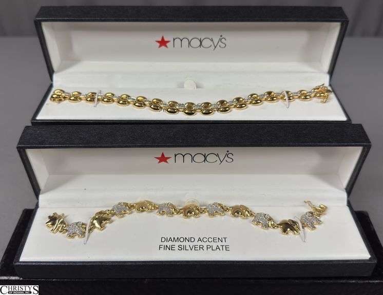 2 Diamond Accent Fine Silver Plate Bracelets in Display Boxes image