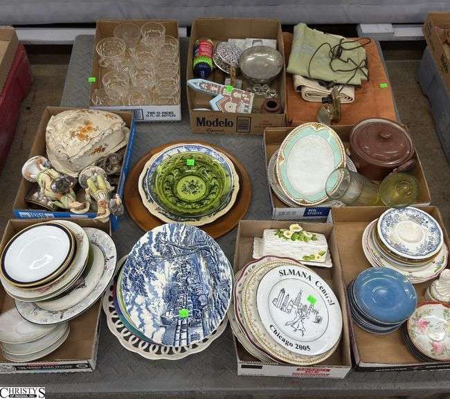 Skid of Plates, Platters, Cups, Cheese Dish - May Have Damage Throughout - SKID NOT INCLUDED image