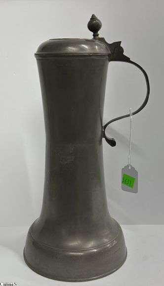 Lidded Pewter Tankard 14" Tall image