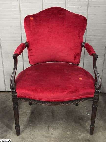 Vintage Upholstered Open Arm Parlor Chair - 25" x 35" - 17" seat image