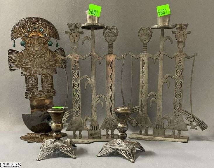 Candle Holders Some Bending Due To Soft Metal Tallest 8.5" image