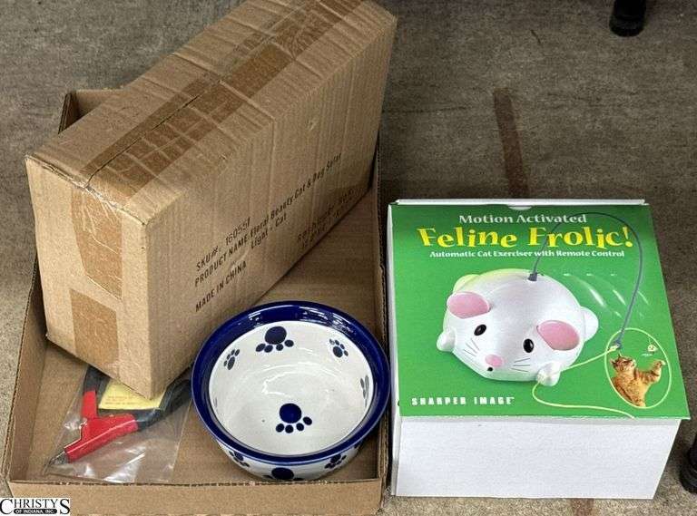Cat Bowl, Nail Trimmers, Solar Cat Lantern, Motion Activated Feline Frolic image