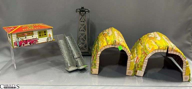 Marx Train Tunnels, Loader Parts, and Tower Missing Bulb and Cover image