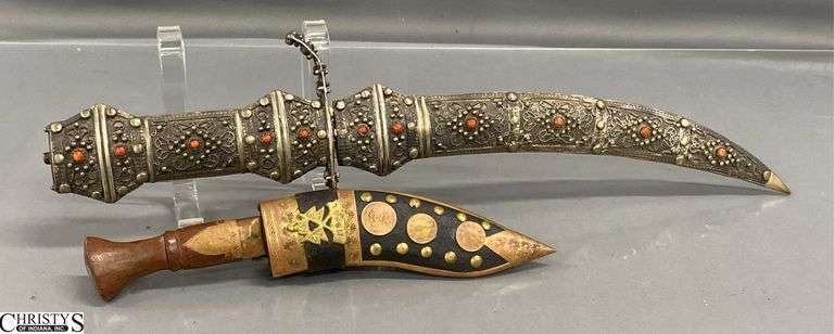 2 Ornated Collector Knives Longest 17.25" image