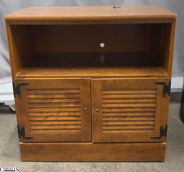 Ethan Allen Record Cabinet - 30" x 18.5" x 30" - missing lower divider pieces image
