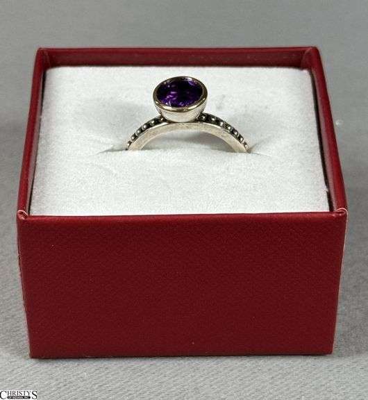 Sterling Silver and 14K Gold Amethyst Ring in Gift Box image