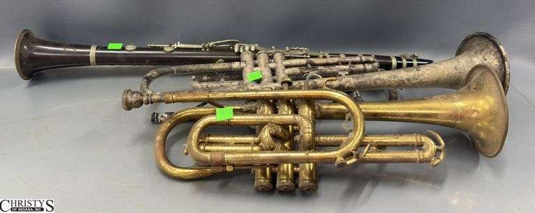 3 Old Instruments - shows heavy wear - 26" of largest image