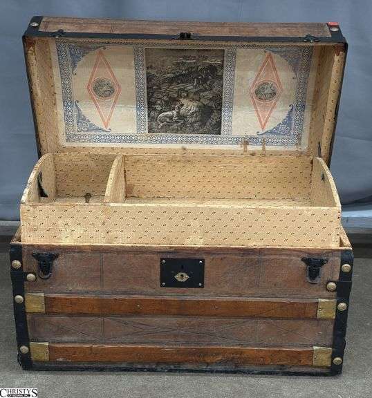 Steamer Trunk With Interior Tray, Does Have Some Wear 29x16x18" image