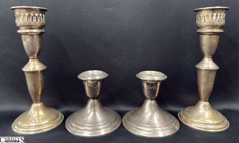 2 Pair Sterling Weighted Candle Sticks, Gorham and Empire Tallest 7.5" image