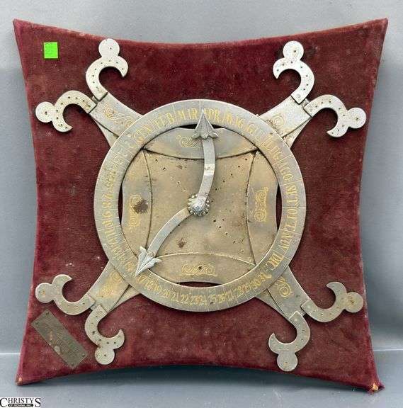 Pope Gregorio VII Perpetual Calendar - 18" x 18" - some wear to fabric covering and metal image