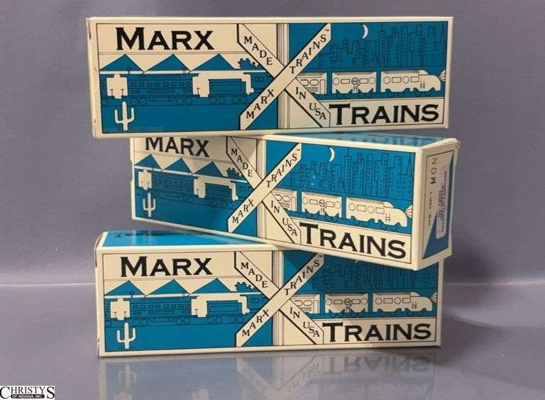 3 Marx Train cars in Boxes image