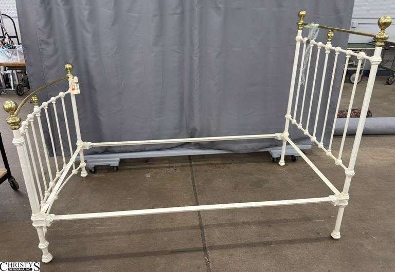 Painted Cast Iron Bed 43" Wide 79" Long Headboard 58" Tall image