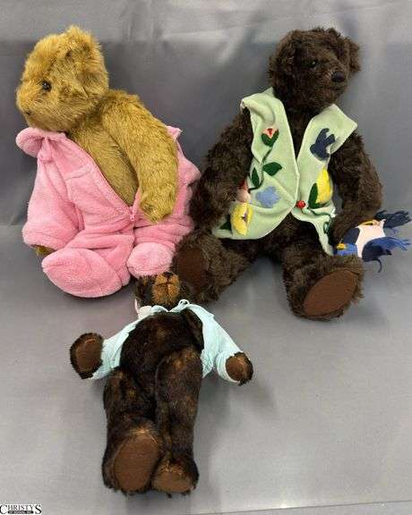 2 Barbara Golden Mohair Bears, Tallest 17" Vermont Teddy Bear image