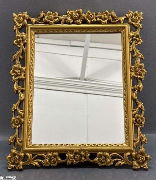 Gold Floral Motif Framed Easel Back Mirror 11x13" image