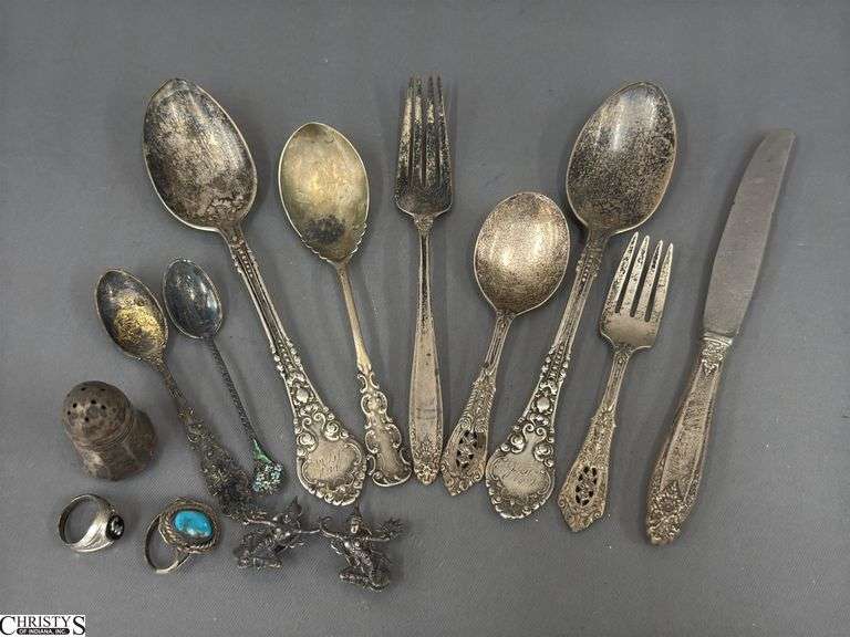 Sterling Silver Pieces, Spoons, Damaged Rings image