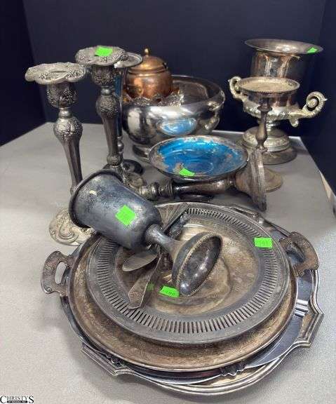Assorted Silverplate - Trays, Candlesticks, Bowls, Misc - 11" of largest image
